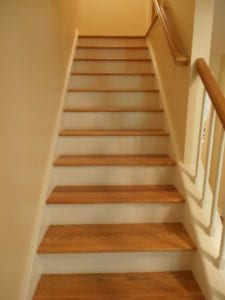 stairway with hardwood treads