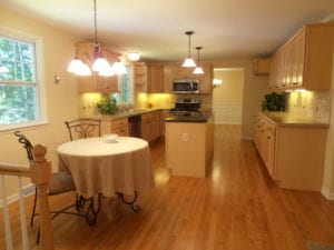 interior renovation, kitchen, casual dining room