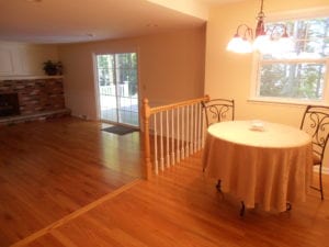 interior renovation, casual dining room plus formal dining room with fireplace