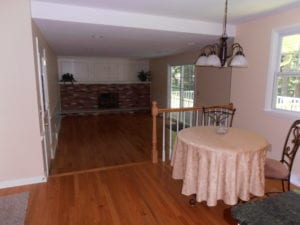 interior renovation, casual dining room plus formal dining room with fireplace